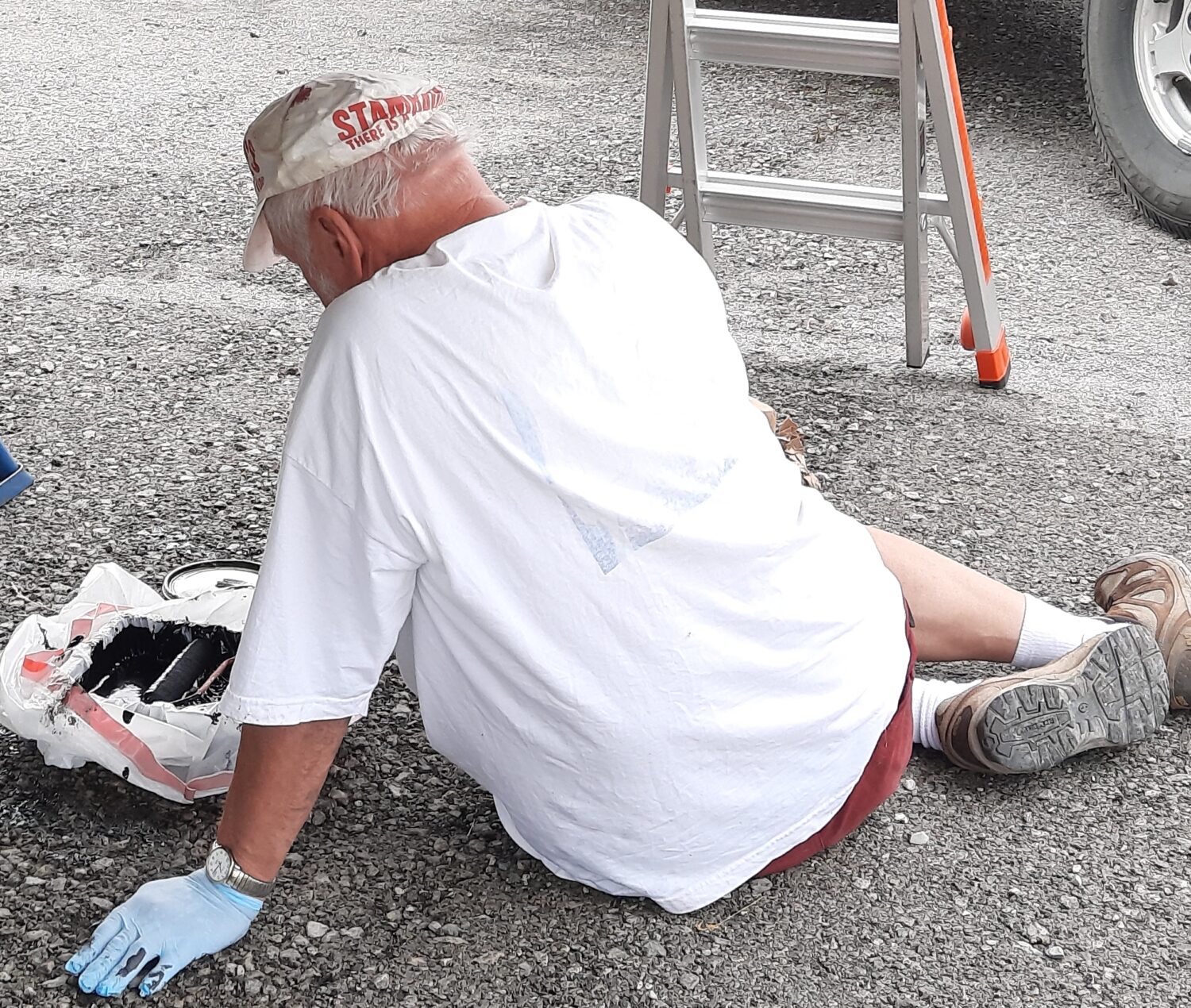 Bottom paint applied to bottom of boat