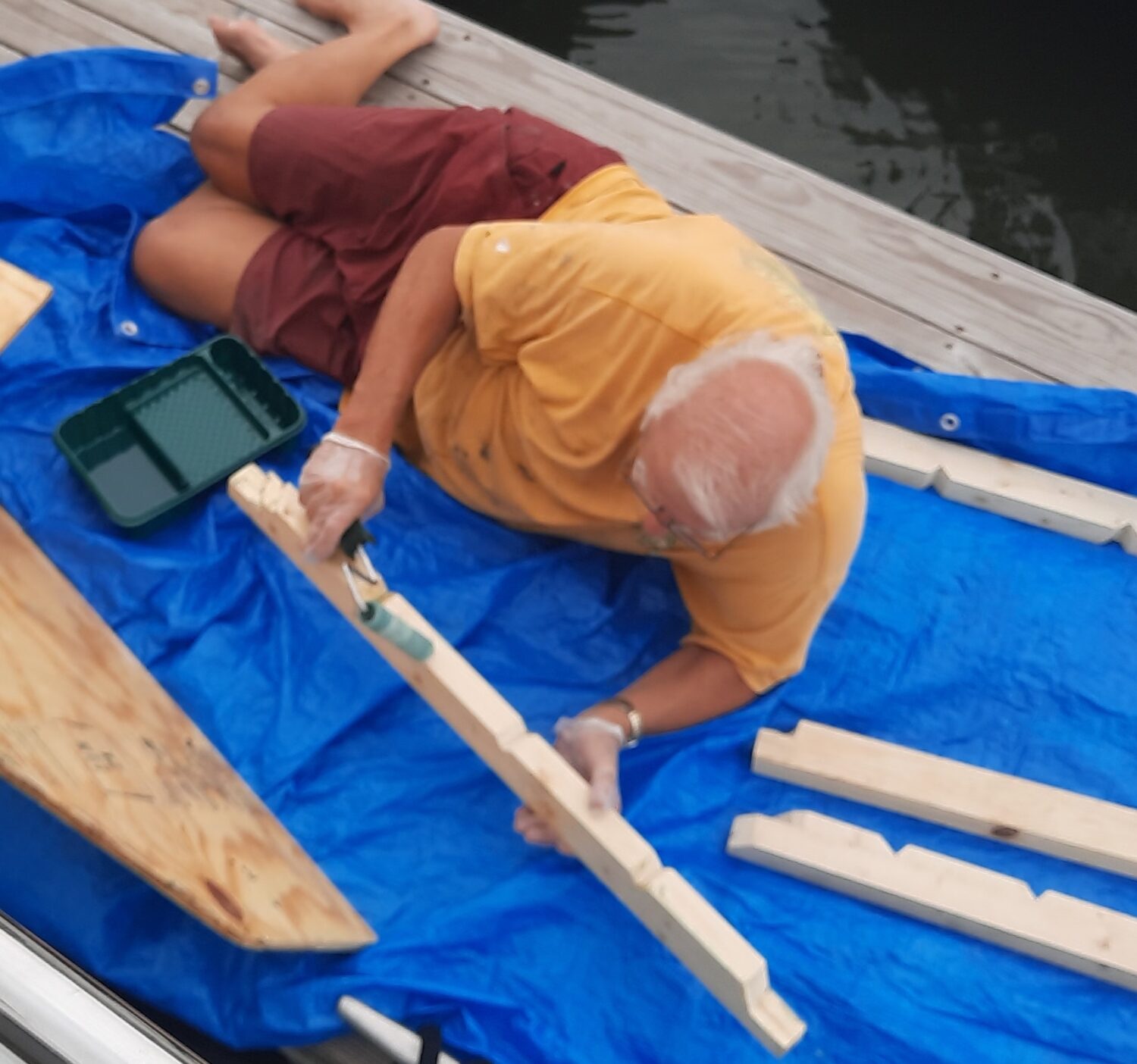 Making a New Fiberglass Platform on the Flybridge to Prevent a Trip Hazard.