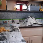 Galley backsplash getting things prepped and ready to start.
