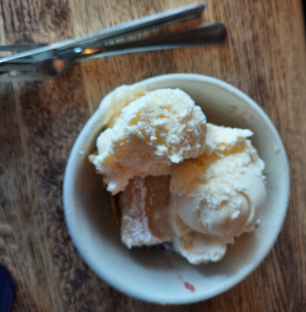 Tony Packo's apple strudel with ice cream.