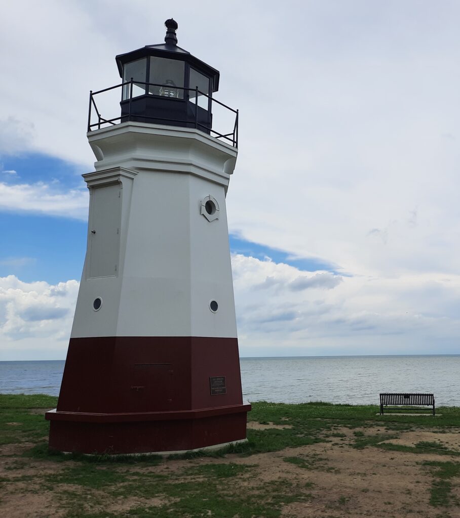 Vermilion, Ohio--Lighthouse and the view of Lake Erie beyond.