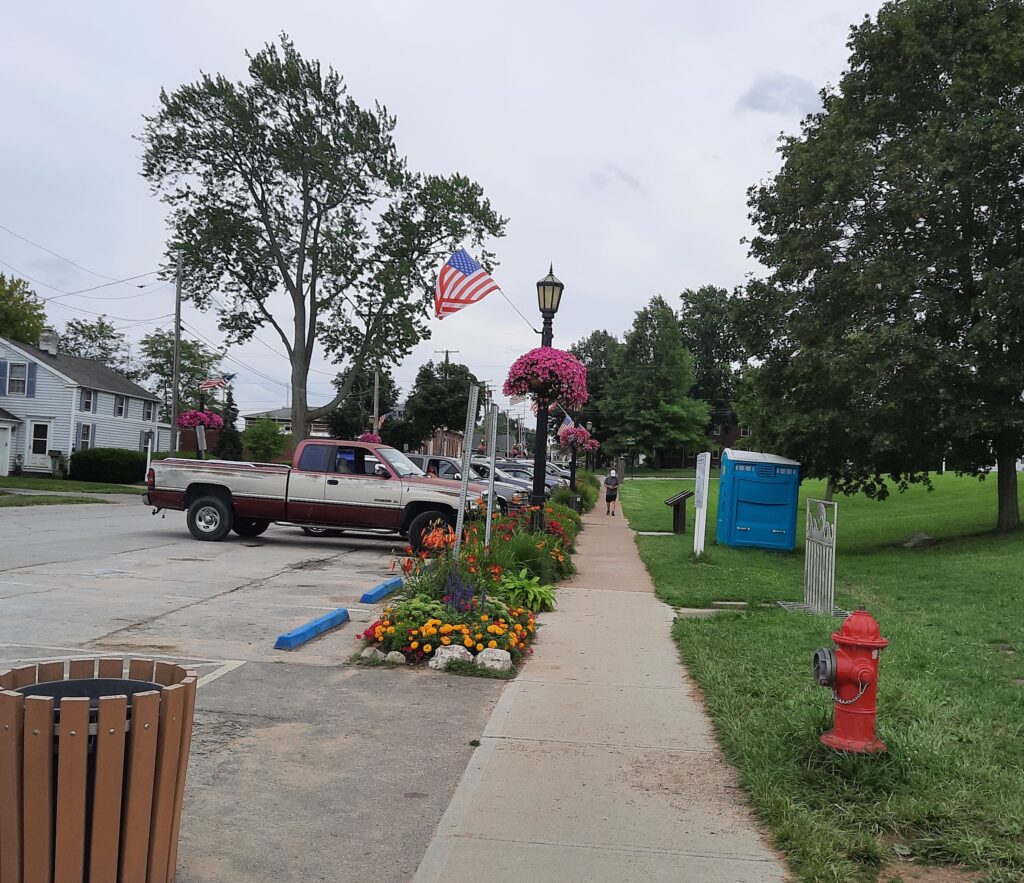 Vermilion, Ohio--Lighthouse street with beautiful flowerbeds.