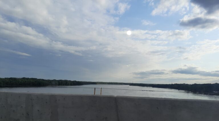 Travel to Port Clinton--Bridge over I-80 view of the Mississippi.